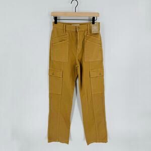 Madewell 90s Straight Cargo Pants Mustard Yellow Cotton NWT Women’s Size 26